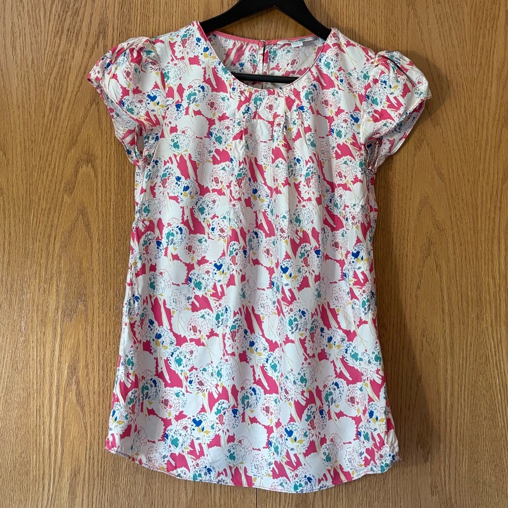 Boden Pink and White Floral Top